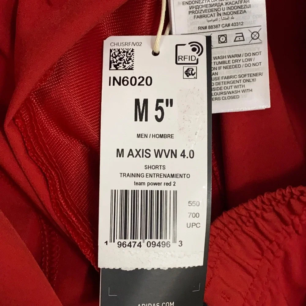 Adidas Axis Woven 4.0 Mens Sz M Red Zip Pocket Running Training Shorts 5